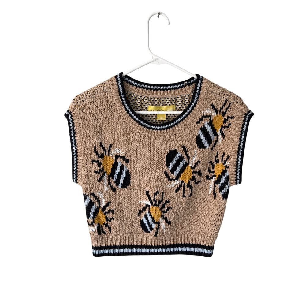 Sarah Gordon for Maeve Tan Bee Sweater Vest Extra Small